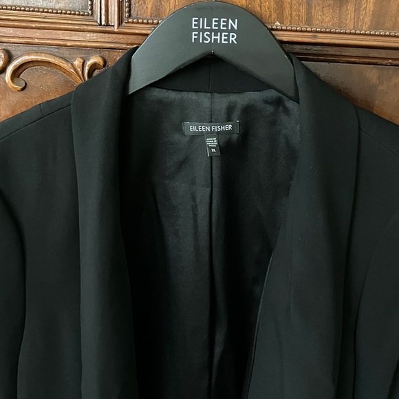 EUC Eileen Fisher Black Open Front Jacket size XL - Picture 2 of 10